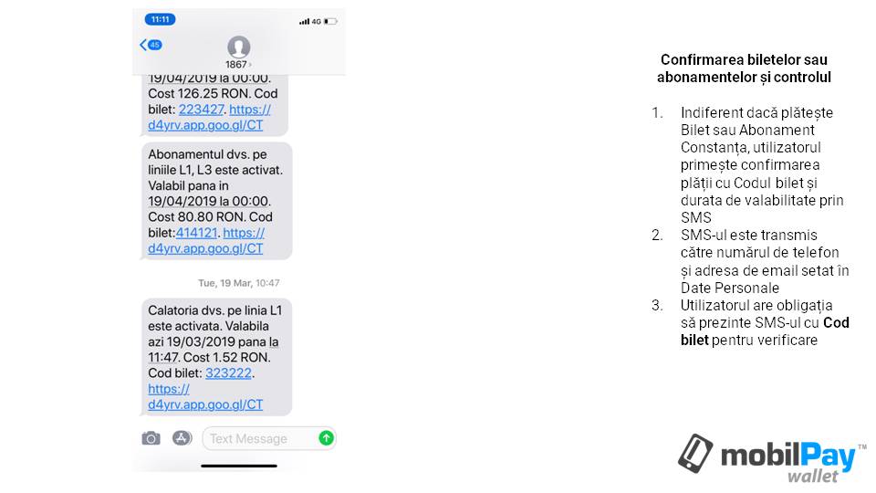 Plata titlurilor de cltorie RATC cu mobilPay Wallet